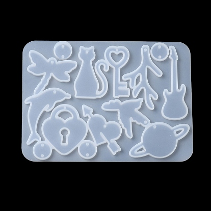 Diy moldes colgantes de silicona, moldes de resina, animal/nota musical/planta/planeta