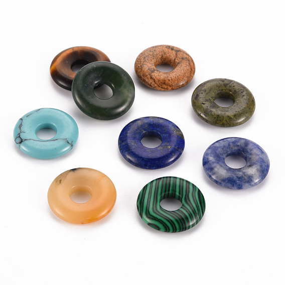 Pendentifs pierres fines mixtes, disque de donut / pi
