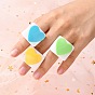 Opaque Acrylic Finger Rings, Rectangle with Heart