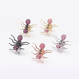 Broches de micro cubos de zirconia cúbica de latón, hormiga