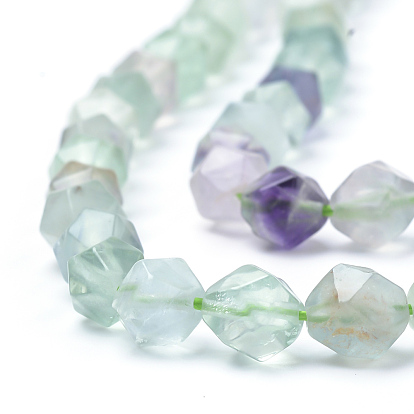 Natural Fluorite Beads Strands, Star Cut Round Beads, Faceted