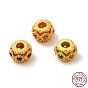 Matte Gold Color 925 Sterling Silver Beads, Hollow Rondelle