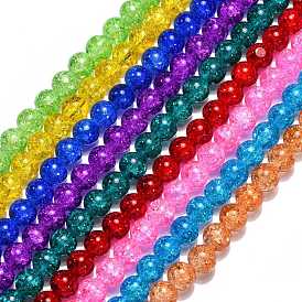 Mixed Crackle Glass Bead Strands, Round