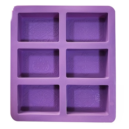 Moules en silicone de savon de bricolage, pour la fabrication de savons artisanaux, rectangle avec motif de fleurs