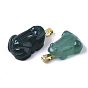 Natural Agate Pendants, with Golden Plated Metal(Brass or Iron Materials Random Delivery) Snap On Bails, Dyed, Frog