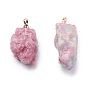 Natural Tourmaline Pendants, Rough Raw Stone, with Brass Loop, Grade AAA, Long-Lasting Plated, Nuggets