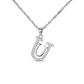 SHEGRACE Glorious 925 Sterling Silver Pendant Necklace, with Micro Pave AAA Cubic Zirconia U Shape Pendant, 17.7 inch