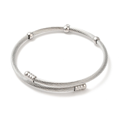 304 Stainless Steel Twisted Bangle Makings, with Loop
