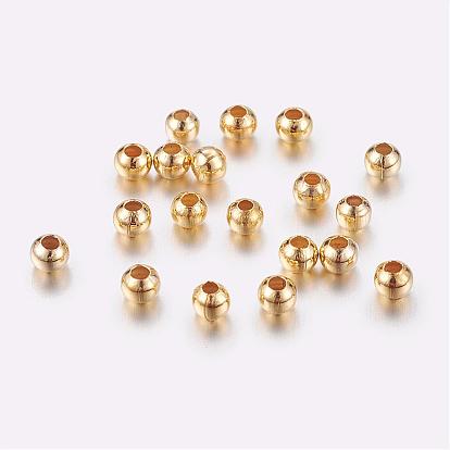 Laiton perles d'entretoise, transparente, ronde, 3.0mm, Trou: 1~1.2mm