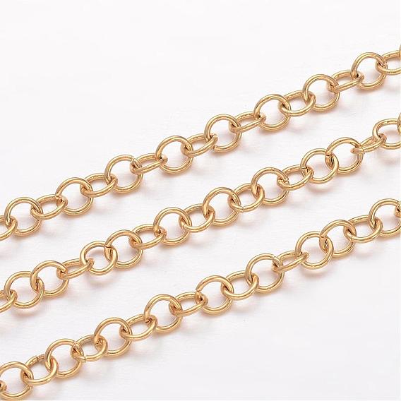 Placage ionique (ip) 304 chaînes rolo en acier inoxydable, chaîne belcher, non soudée, pour la fabrication de bijoux