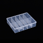 Polypropylene(PP) Bead Storage Container, 10 Compartment Organizer Boxes, with Hinged Lid, Rectangle