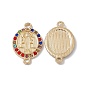 Alloy Connector Charms, with Colorful Rhinestones, Oval Links with Religion Saint