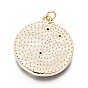 Brass Micro Pave Cubic Zirconia Pendants, with Enamel and Jump Ring, Flat Round with Constellations
