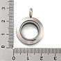 304 Stainless Steel Floating Locket Pendants, with Glass, Flat Round