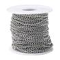304 Stainless Steel Curb Chains, Twisted Chains, with Spool, Soldered
