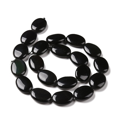 Obsidienne naturelle perles brins, ovale