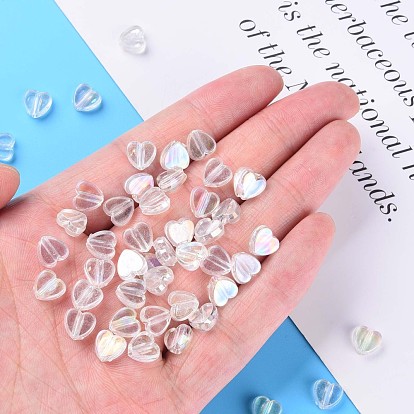Transparent Acrylic Beads, AB Color Plated, Heart