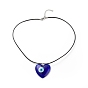 Evil Eye Lampwork Pendant Necklace with Leather Cord for Women