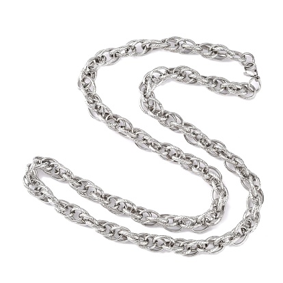 Fashionable 304 Stainless Steel Rope Chain Necklaces for Men, with Lobster Claw Clasps, 28 inch~~30 inch(711~~762mm)x10mm