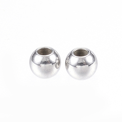 304 Stainless Steel Spacer Beads, Round
