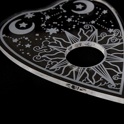 Planches de pendule acrylique coeur, tableau parlant, planche à spiritueux, motif soleil et lune et étoile