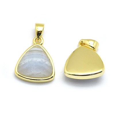 Natural Gemstone Pendants, with Golden Tone Brass Findings, Triangle, Faceted