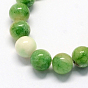 Jade blanc brins de pierres précieuses perles teints naturels, ronde