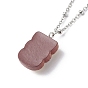 Bread Shape Resin Pendant Necklaces, 304 Stainless Steel Cable Chains Necklace for Women