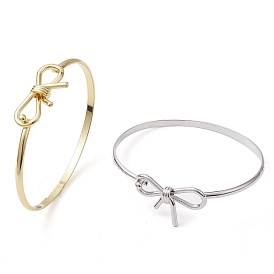 Bowknot Brass Bangles, Long-Lasting Plated, Lead Free & Cadmium Free