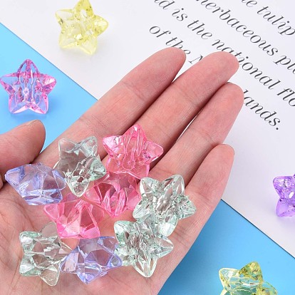 Transparent Acrylic Beads, Faceted, Star