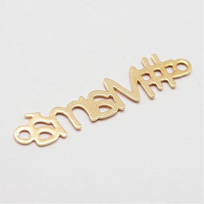 Brass Links Connectors, For Mother's Day Jewelry Making, Long-Lasting Plated, Word Mama