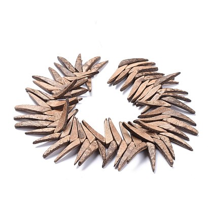 Natural Coconut Beads Strands, Top Drilled, Triangle