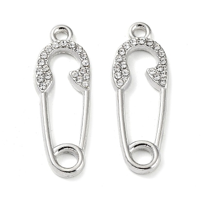 Alloy with Rhinestone Pendants, Cadmium Free & Lead Free, Paper Clip Charms