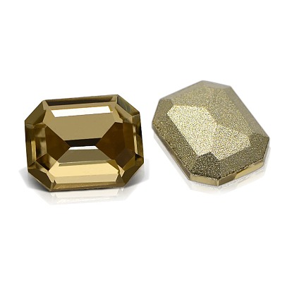 Cabuchones de cristal de facetado rectángulo de rhinestone, espalda plateada, octágono rectángulo