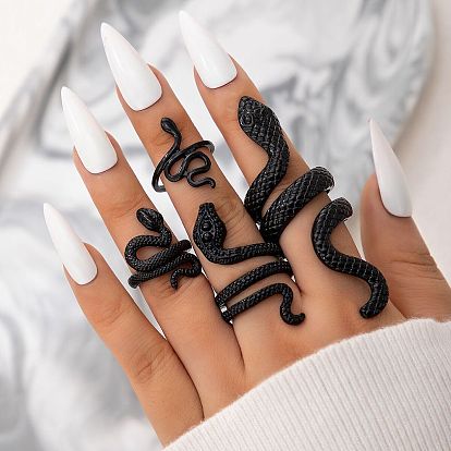 Alloy Snake Gothic Stackable Finger Rings Set for Women