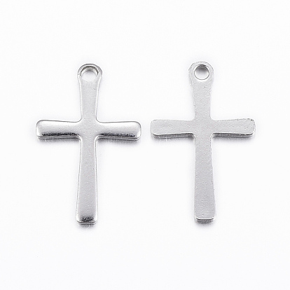 Ion Plating(IP) 304 Stainless Steel Charms, Cross Pendants