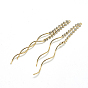 Brass Chain Tassel Big Pendants, with Cubic Zirconia, Clear, Real 18K Gold Plated