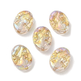 Transparent Resin Beads, Oval with Woman Beads, AB Color