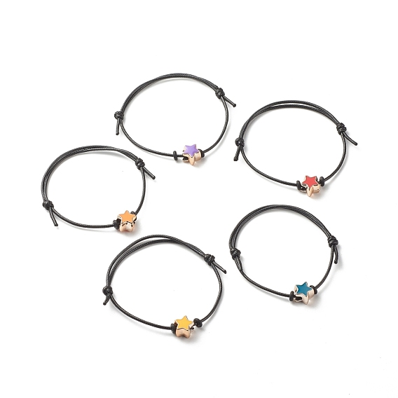 Star Acrylic Enamel Beads Adjustable Cord Bracelet for Teen Girl Women