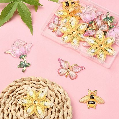 DIY Jewelry Making Finding Kit, Including Transparent Acrylic Pendants & Connector Charms, Bees & Flower & Butterfly