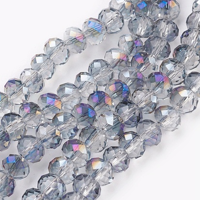 Perles en verre electroplate, opalite, demi arc-en-ciel plaqué, facette, rondelle