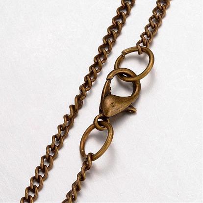 El collar de hierro, barbada trenzado, con la aleación de cierre de langosta, 24.64 pulgada