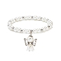 Glass & Plastic Imitation Pearl Beaded Stretch Bracelet with Alloy Fairy Charm for Women