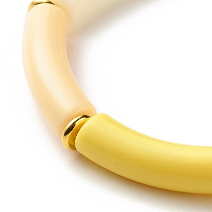 Bracelet extensible en perles acryliques opaques tube incurvé pour femme adolescente