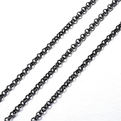 304 Stainless Steel Chain, Unwelded, Rolo Chains, Belcher Chain, with Spool