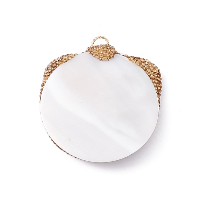 Naturales shell colgantes grandes, con diamantes de imitación y accesorios de vidrio y latón, mariposa