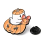 Broche en alliage d'émail sur le thème d'Halloween, fantôme avec citrouille/bonbons/épingle à chapeau pour vêtements de sac à dos