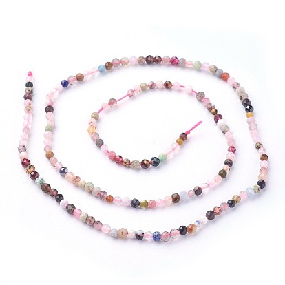 Natural Mixed Gemstone Beads Strands, Faceted, Round