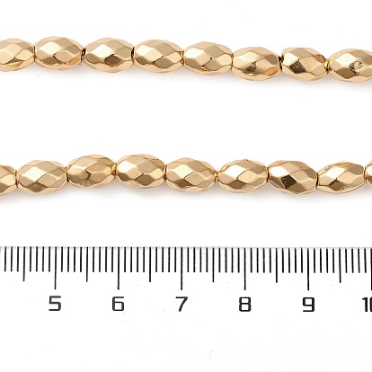 Brins de perles d'hématite synthétiques magnétiques fortes galvanisées, plaqué longue durée, ovale à facettes