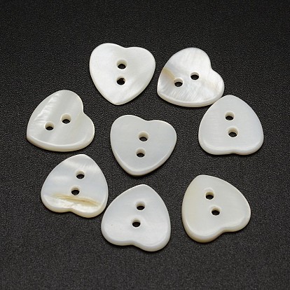 2-Hole Heart Shell Buttons